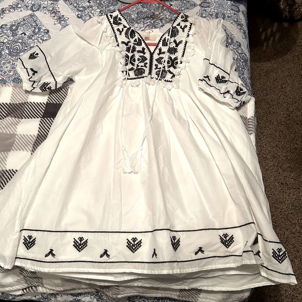 Dress!! White with black embroidered detail.